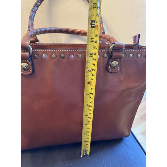 Patricia Nash Zancona Brown Leather Studs Bag - Picture 3 of 16